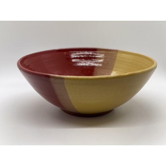 Studio Art Pottery Bowl Artist Signed Ombré Design w Yellow/Red and Brown. - Picture 7 of 11